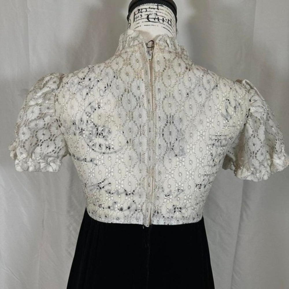 Vintage 60's Column Sheath Maxi Gown Women's XS/S Sleek Minimalist Puff Sleeve - Picture 6 of 6